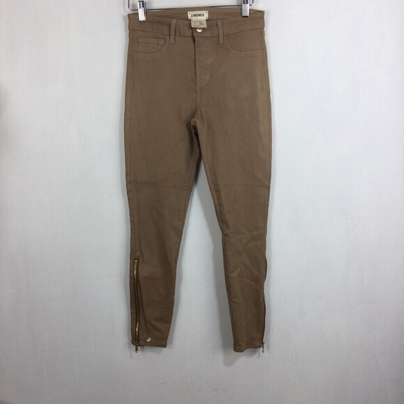 L'agence Womens Sabine Skinny  Maigre Cappuccino Coated Zip Ankle Jeans Brown 26 - Picture 8 of 8